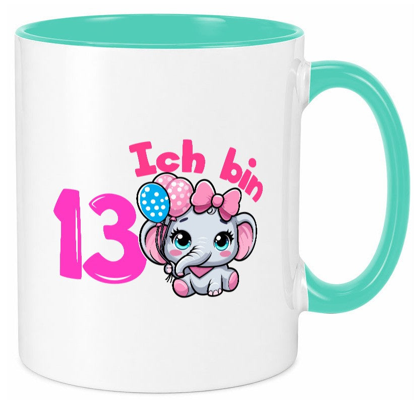 13. Geburtstag | 13 Jahre Elefant Mädchen lustig Geschenkidee Geschenk Tasse