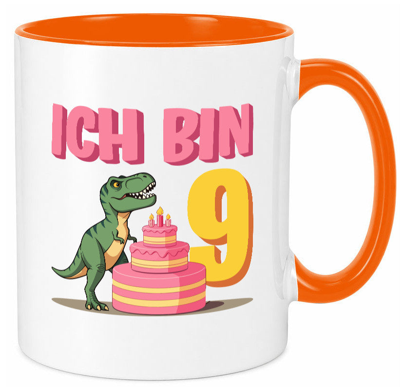9 Geburtstag | Jahre Dinosaurier mit Kuchen Geschenk Geschenkidee lustiger Tasse