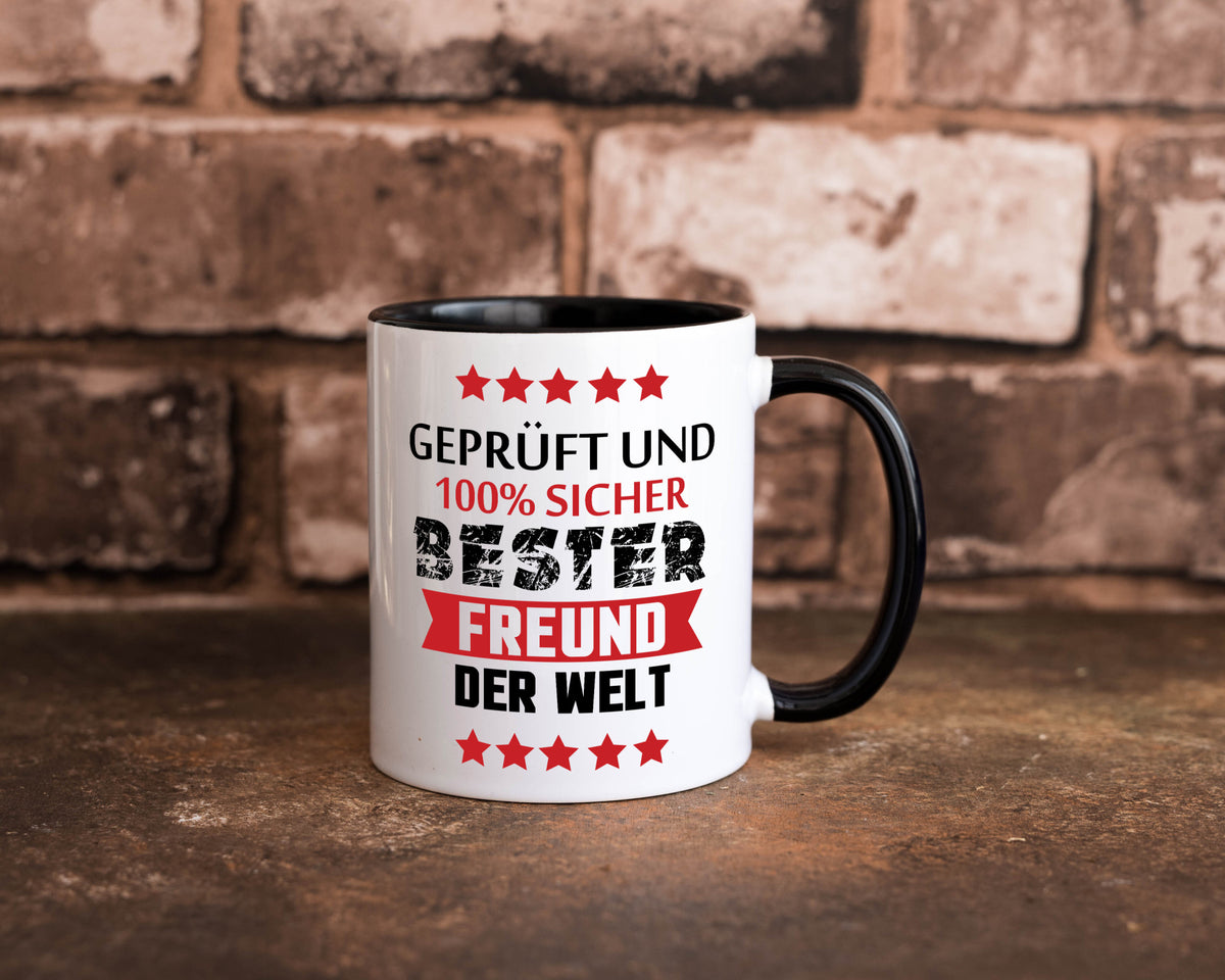 Geprüft &amp; Sicher bester Freund | Freundschaft lustiger Spruch Geschenk Humor Tasse
