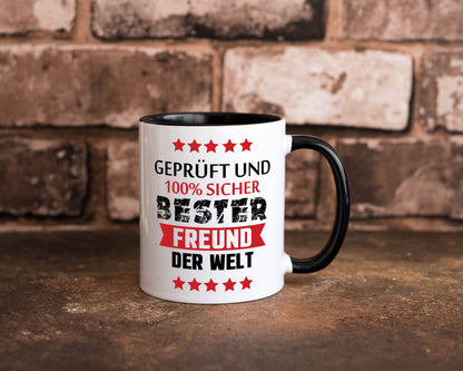 Geprüft &amp; Sicher bester Freund | Freundschaft lustiger Spruch Geschenk Humor Tasse