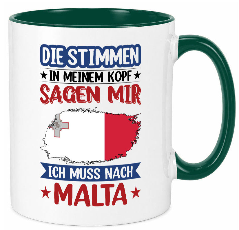 Malta | Urlaub Stimmen in meinem Kopf Traumland lustiger Spruch Geschenk Humor Tasse