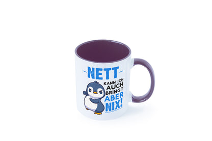 Nett kann ich auch | lustige Spruchtasse Pinguin Geschenk Humor Geschenkidee