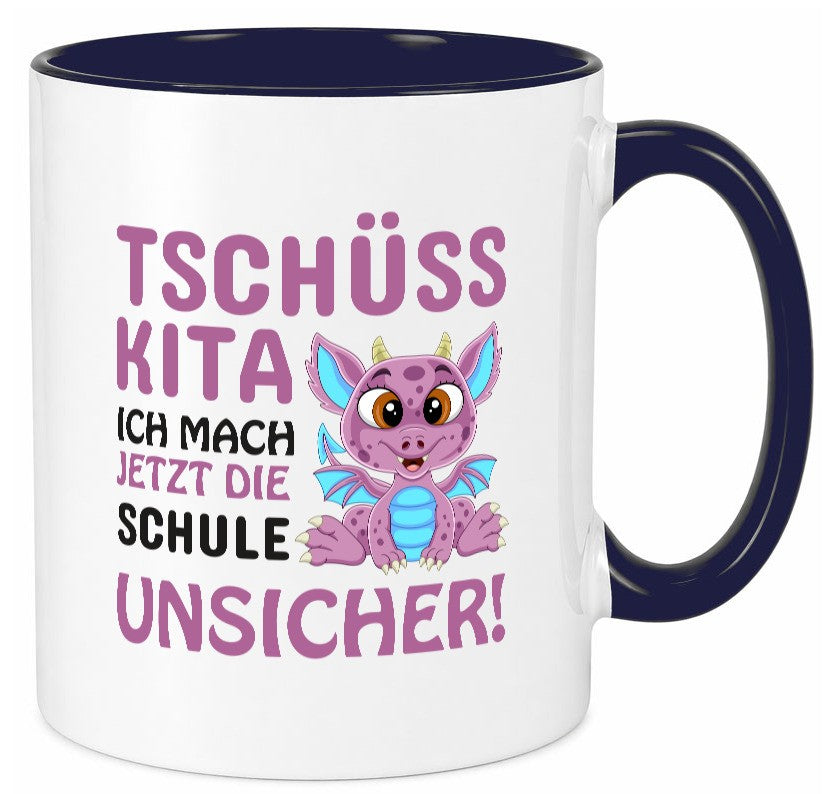 Tschüss Kita | Einschulung süßer Drachen Schulstart lustiger Spruch Geschenk Tasse