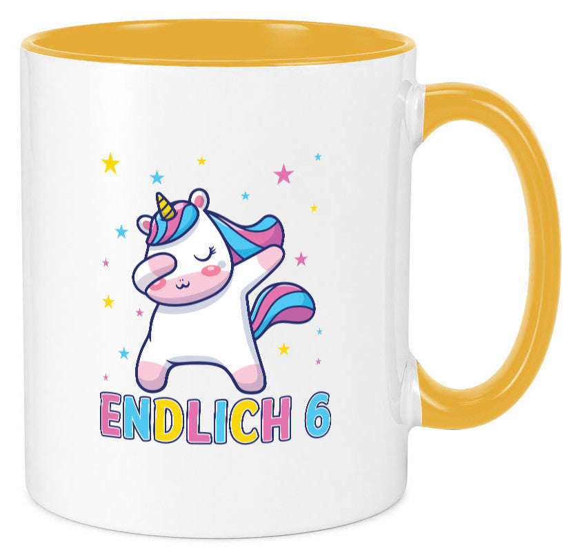 Endlich 6 | Einhorn Sterne lustiger Spruch Geschenk Humor Geschenkidee Tasse