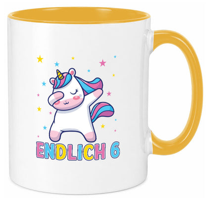 Endlich 6 | Einhorn Sterne lustiger Spruch Geschenk Humor Geschenkidee Tasse
