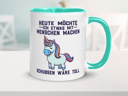 Heute möchte ich Menschen schubsen | Einhorn v2 Geschenk Humor Geschenkidee