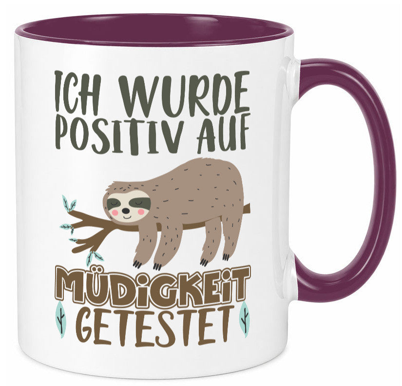 Positiv auf Müde getestet lustiger Spruch Geschenk Humor Geschenkidee Tasse