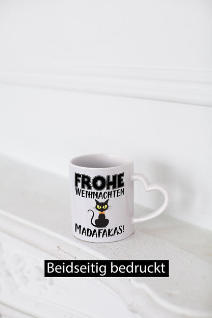 Frohe Weihnachten Madafakas! | Katze Tasse Vintage lustiger Spruch Geschenk