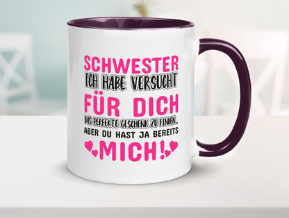 Schwester Tasse | lustiger Spruch Geschwisterliebe v2 Humor Geschenkidee