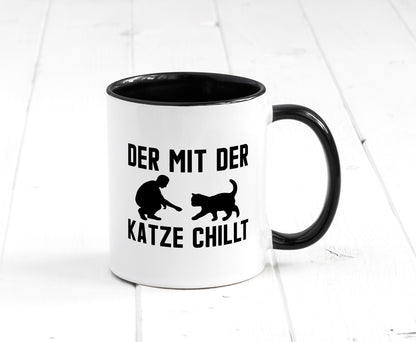 Mit der Katze | Chillen Katzenliebhaber Tierfreund lustiger Spruch Geschenk