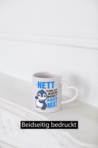 Nett kann ich auch | lustige Spruchtasse Pinguin Geschenk Humor Geschenkidee
