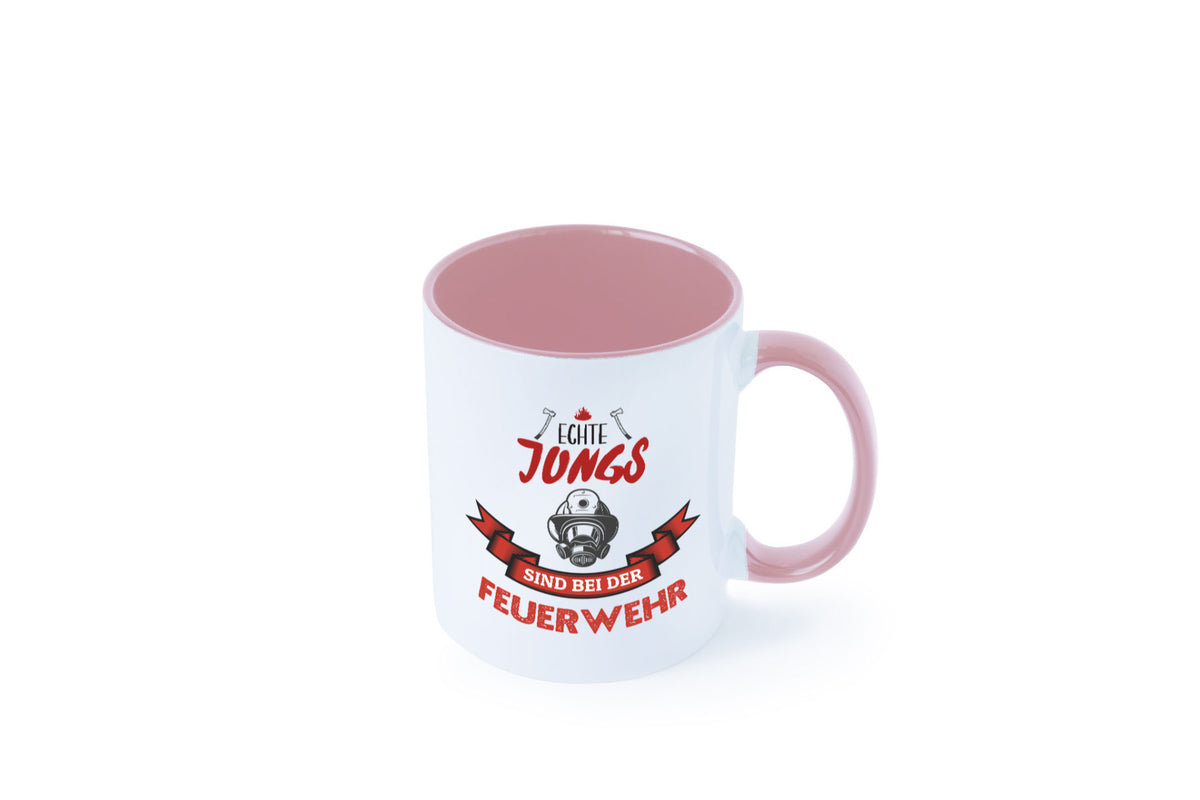 Echte Jungs sind bei der Feuerwehr | Feuerwehrmann lustiger Spruch Geschenk Tasse