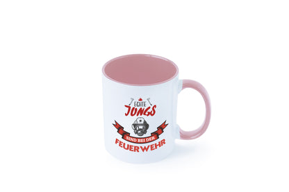 Echte Jungs sind bei der Feuerwehr | Feuerwehrmann lustiger Spruch Geschenk Tasse