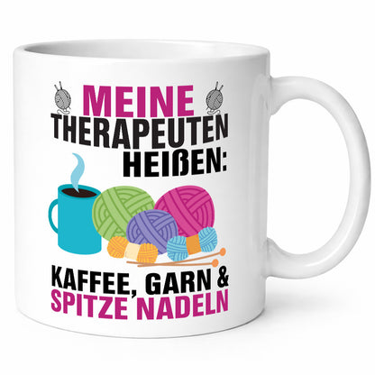 Meine Therapeuten heißen | Strickzubehör Stricken Geschenkidee Humor Tasse