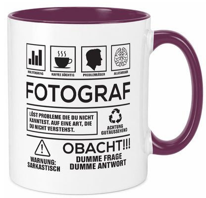 Achtung Probleme Fotograf | Fotografie Kamera Geschenkidee Humor Tasse