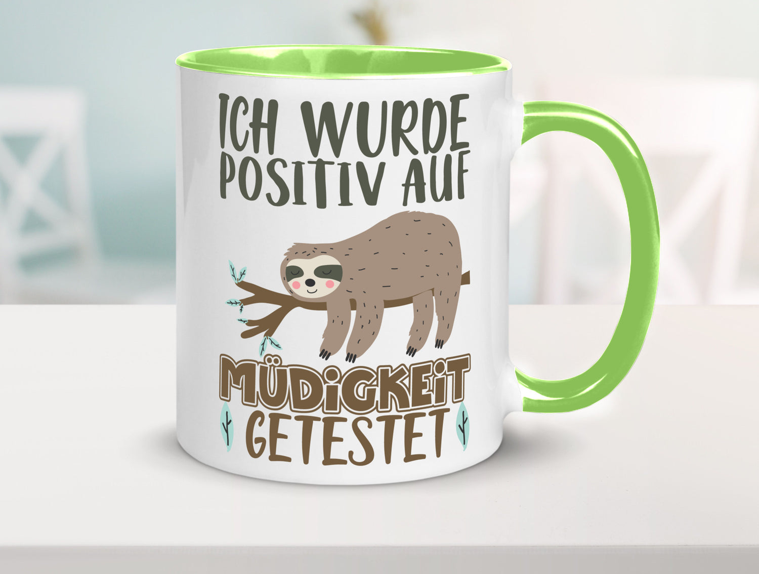 Positiv auf Müde getestet lustiger Spruch Geschenk Humor Geschenkidee Tasse