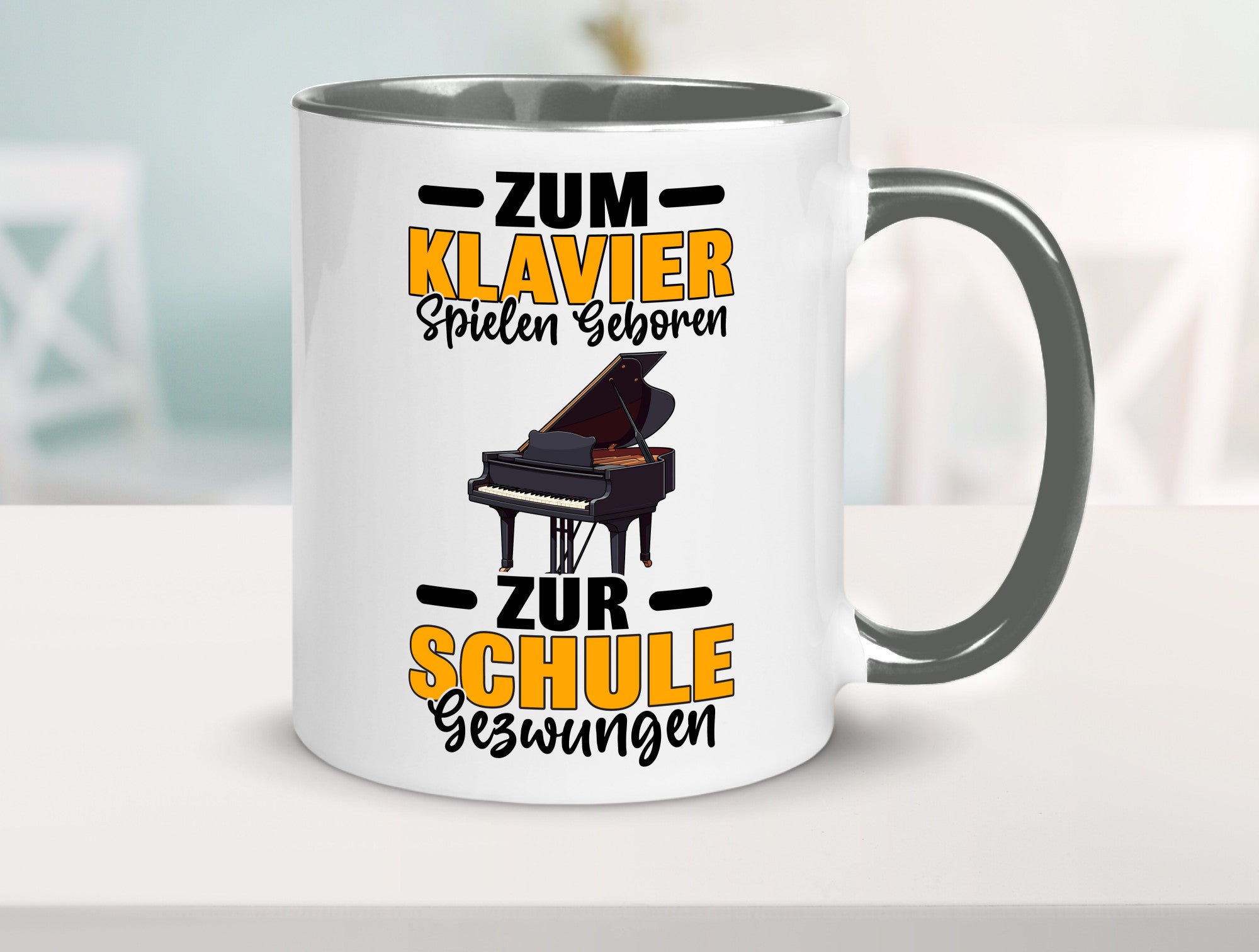 Zum Klavier spielen geboren zur Schule gezwungen v2 lustiger Spruch Geschenk