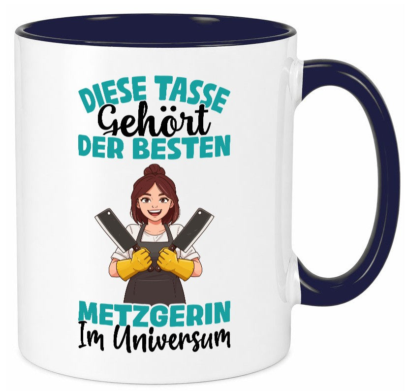 Im Universum: Metzgerin | Fleischerin Geschenk Humor Geschenkidee lustiger Tasse