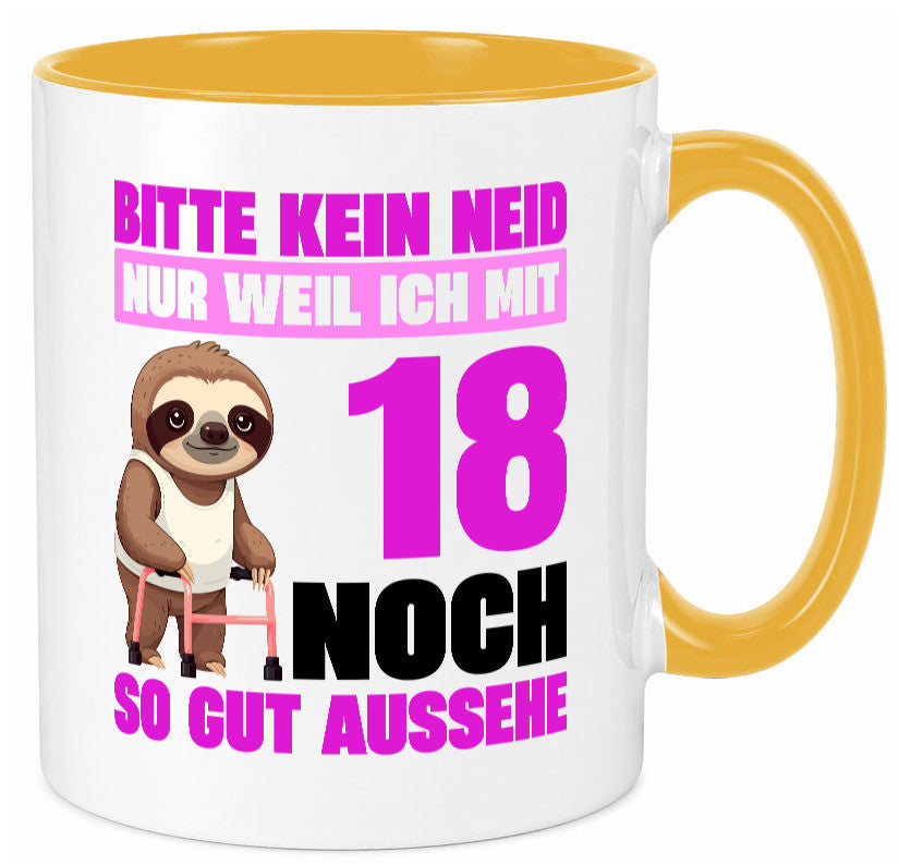 18. Geburtstag | Bitte kein neid Faultier 18 Jahre Geschenk Geschenkidee Tasse