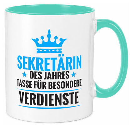 Besonderer Verdienst: Sekretärin | Büro Humor Arbeit Kollegen Geschenkidee Tasse
