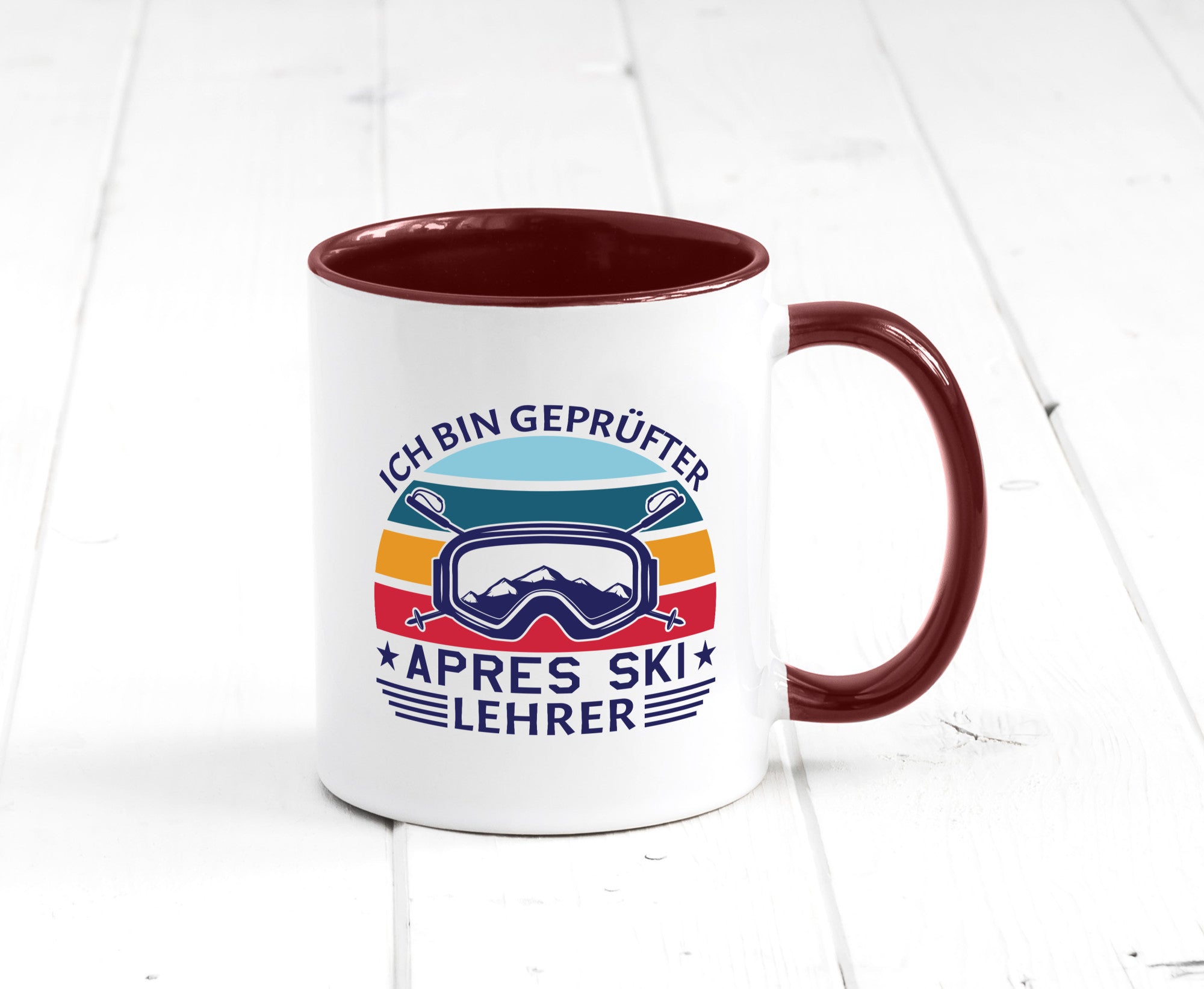 Geprüfter Apres Ski Lehrer | Ski-Brille Berge Ski-Stöck lustig Humor