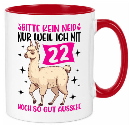 22. Geburtstag | 22 Jahre Lama gut aussehen lustig Geschenkidee Geschenk Tasse