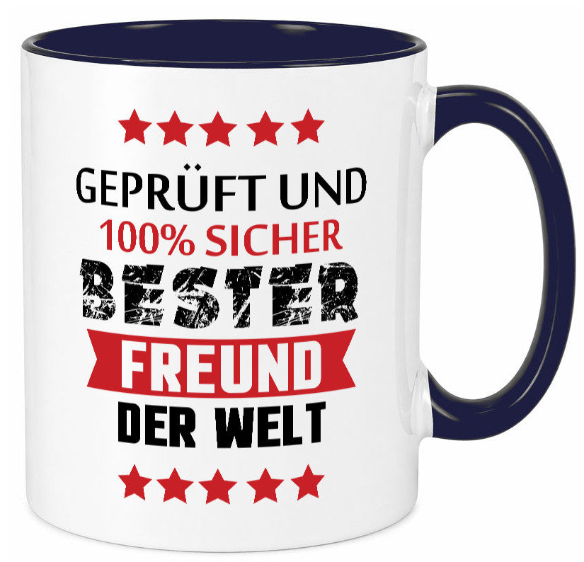 Geprüft &amp; Sicher bester Freund | Freundschaft lustiger Spruch Geschenk Humor Tasse