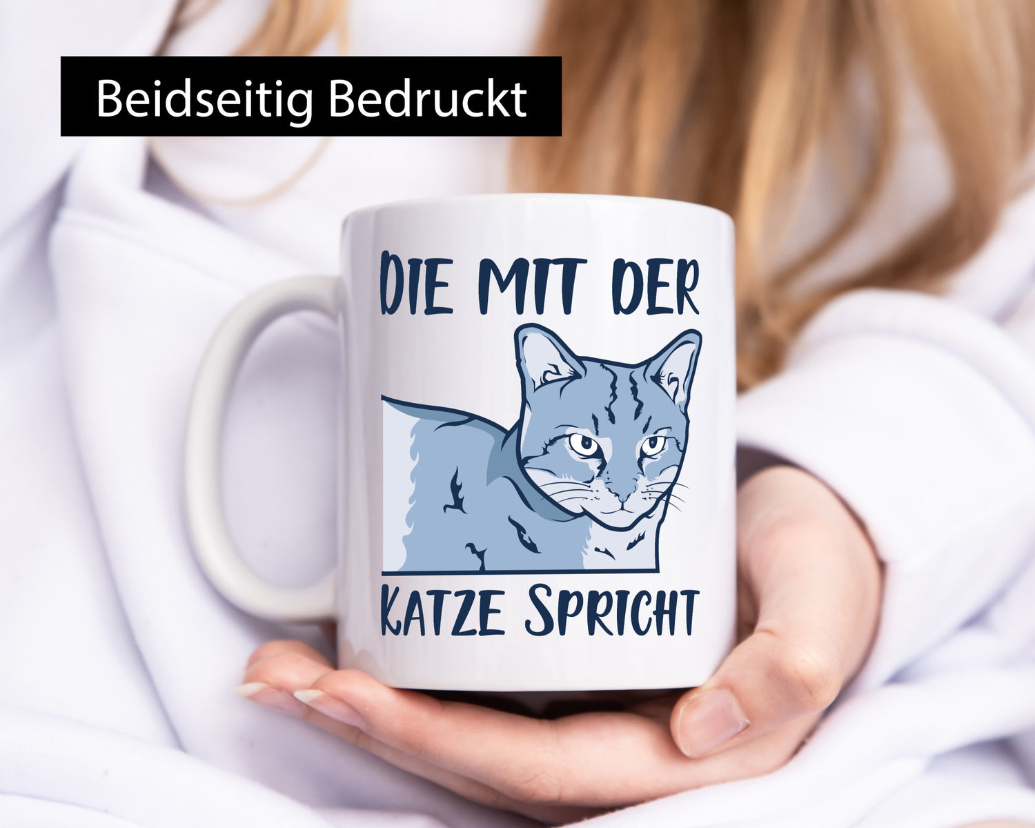 Die mit der Katze spricht | Humor Tierliebhaber Geschenkidee Tasse