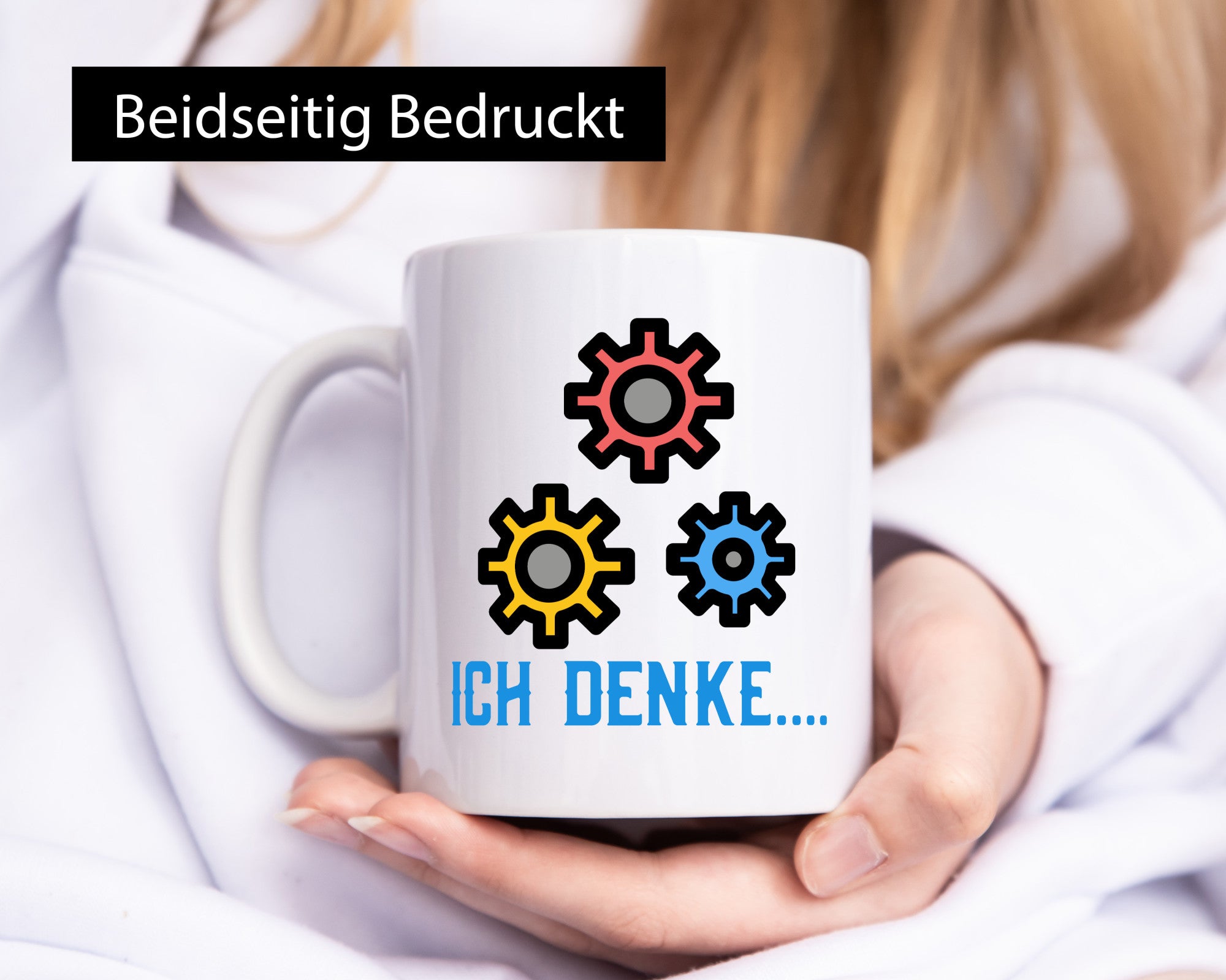 Ich denke | Nachdenken Zahnräder Gedanken kreisen lustig Humor Geschenkidee