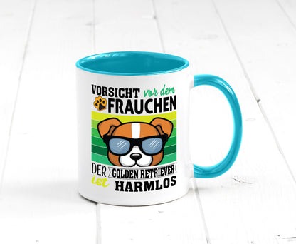 Vorsicht vor dem Frauchen Golden Retriever ist Harmlos lustiger Spruch Geschenk