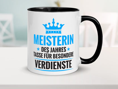 Besonderer Verdienst: Meisterin | Meisterbrief Geschenkidee Humor Tasse