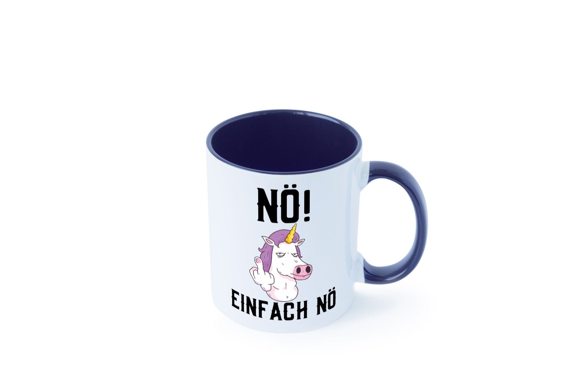 Einfach Nö | Keinen Bock Einhorn Mittelfinger Comic Geschenkidee Humor Tasse