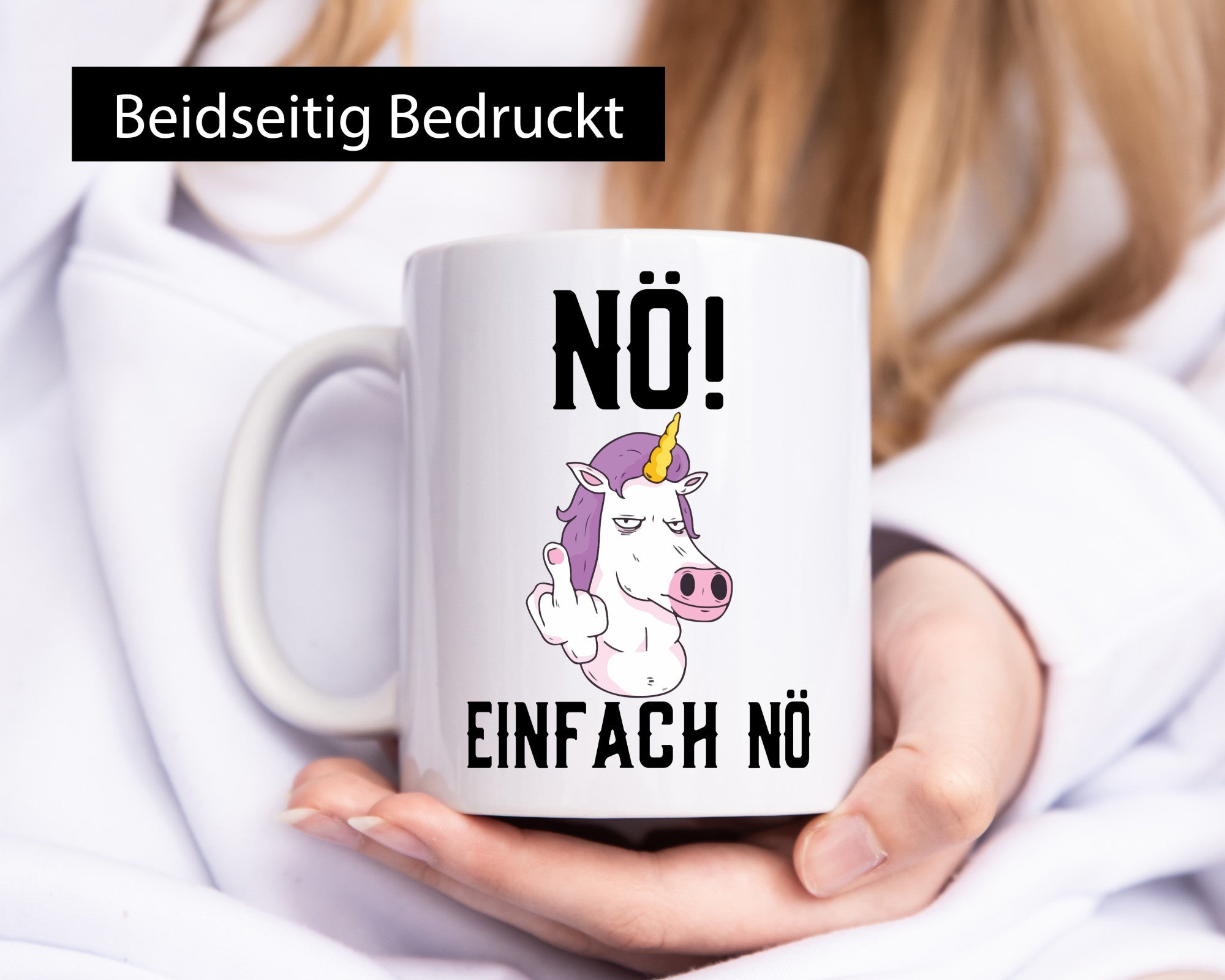 Einfach Nö | Keinen Bock Einhorn Mittelfinger Comic Geschenkidee Humor Tasse
