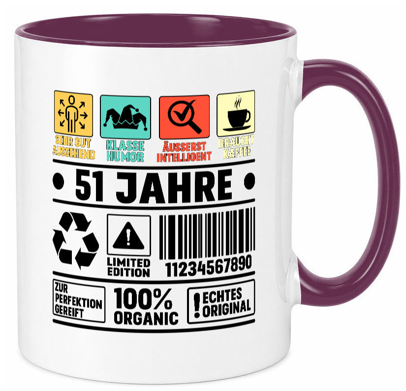 51. Geburtstag | 51 Jahre Humor Limited Edition Geschenkidee Tasse