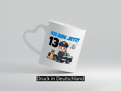 13. Geburtstag | 13 Jahre Polizei Kind Polizeiauto Humor Geschenkidee Tasse