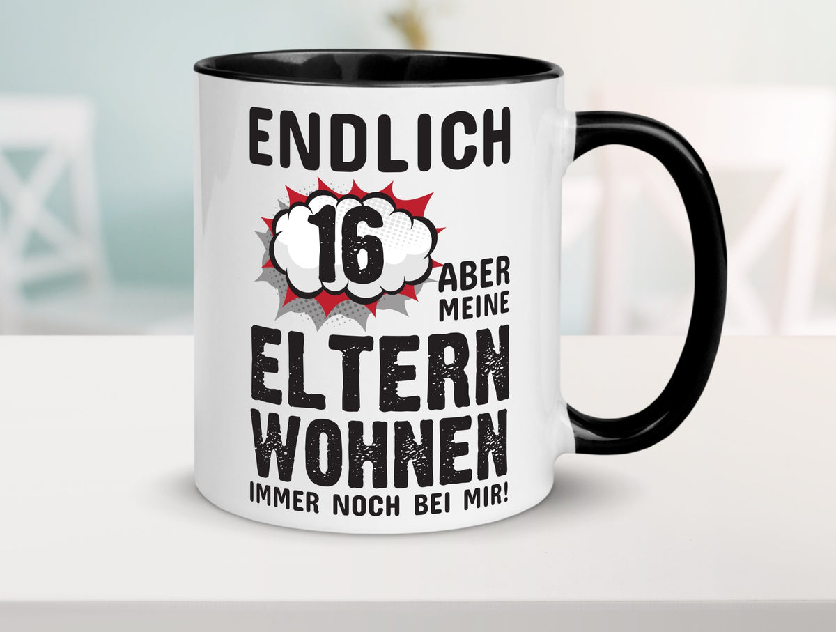 Endlich 16 | Geburtstag Tasse lustiges Statement lustiger Spruch Geschenk