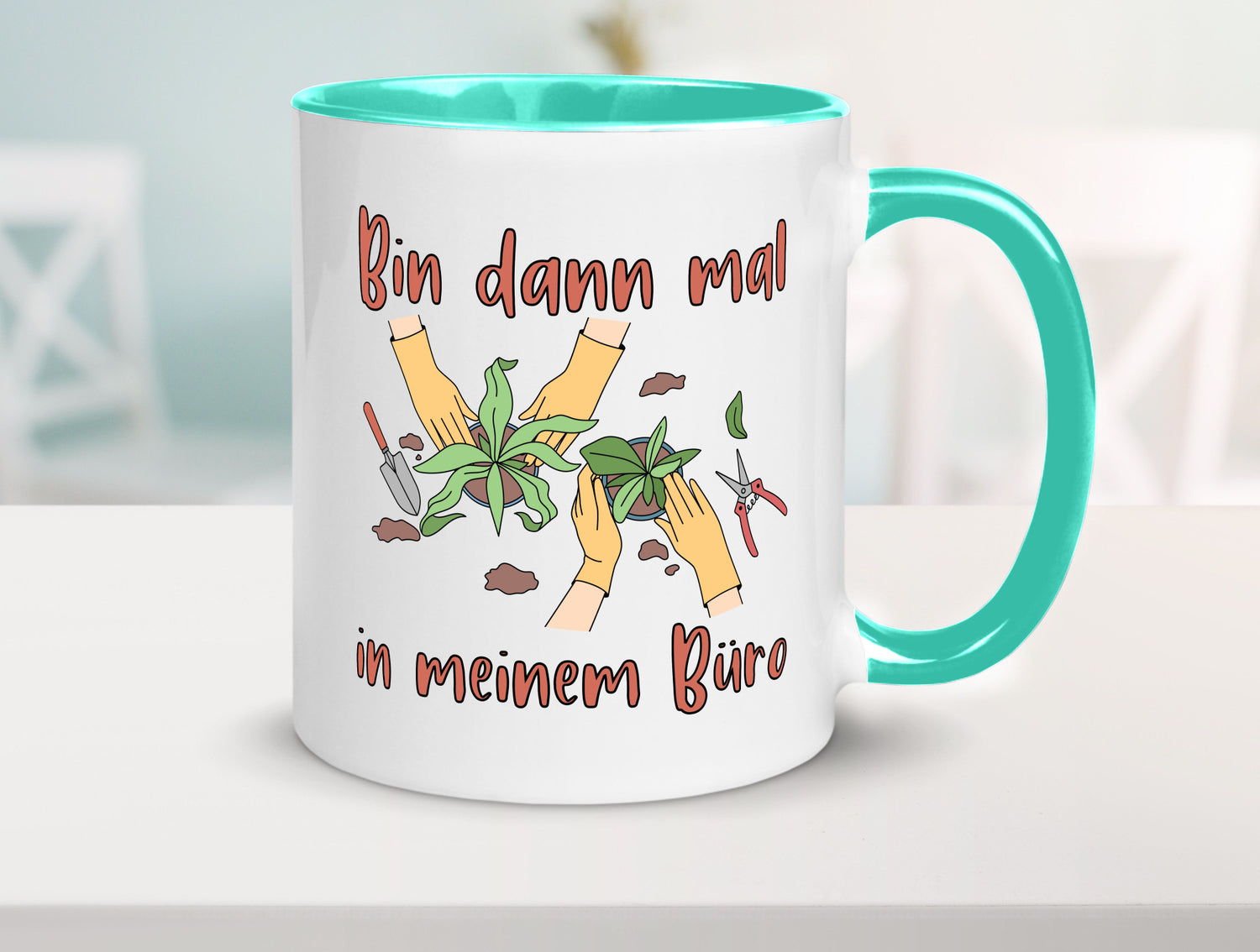 Bin im Büro | Gartenarbeit Pflanzen Humor Witz Geschenkidee Arbeit Kollegen