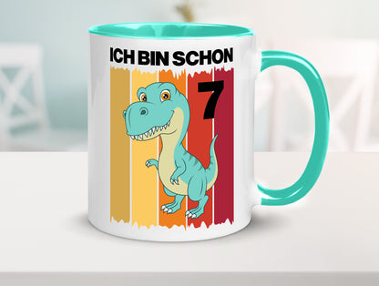 7. Geburtstag | 7 Jahre Dinosaurier lustiger Spruch Geschenk Geschenkidee Tasse