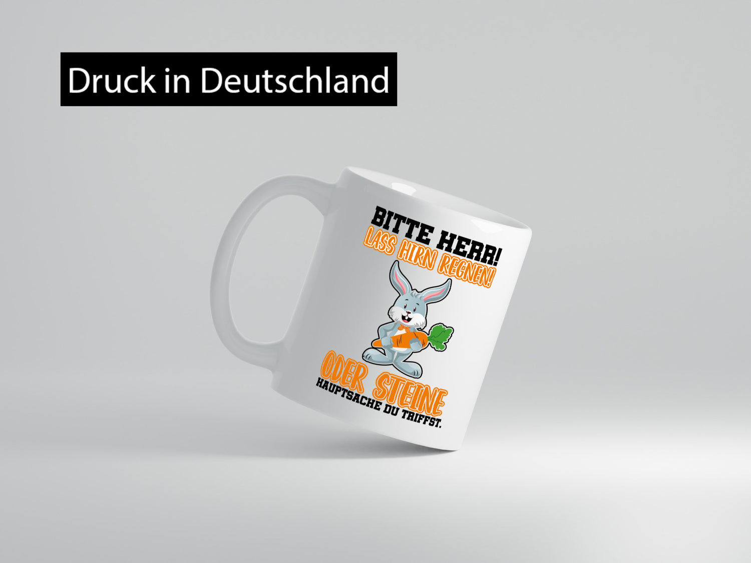 Lass Hirn regnen lustig Humor Geschenkidee Geschenk Tasse