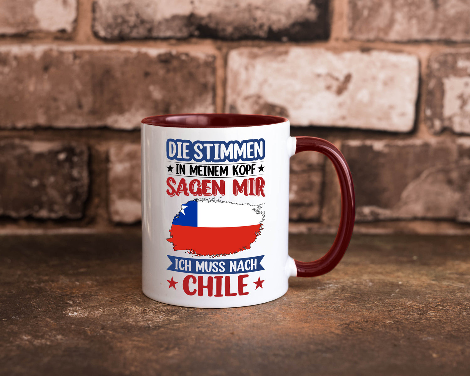 Chile | Urlaub Stimmen in meinem Kopf Traumland Geschenkidee Humor Tasse