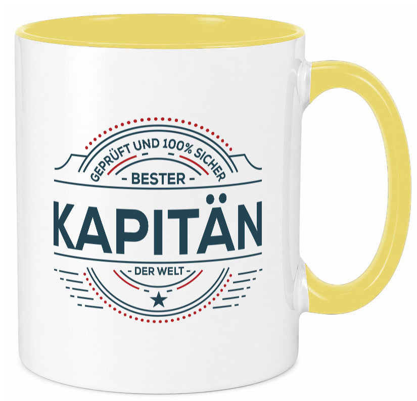 Geprüft und sicher: Kapitän | Schiffskapitän Schiff lustiger Spruch Geschenk Tasse
