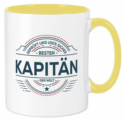 Geprüft und sicher: Kapitän | Schiffskapitän Schiff lustiger Spruch Geschenk Tasse