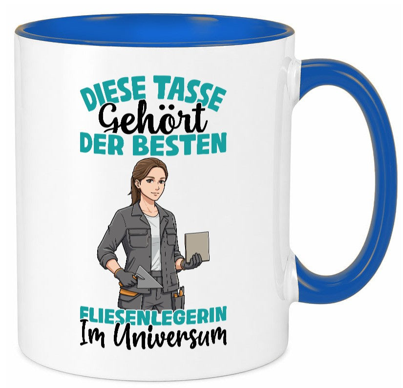 Im Universum: Fliesenlegerin | Fliesenlegen Bau Geschenkidee Humor Tasse