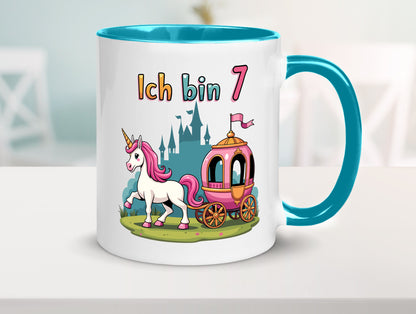 7. Geburtstag | Prinzessin in Kutsche Einhorn lustiger Spruch Geschenk