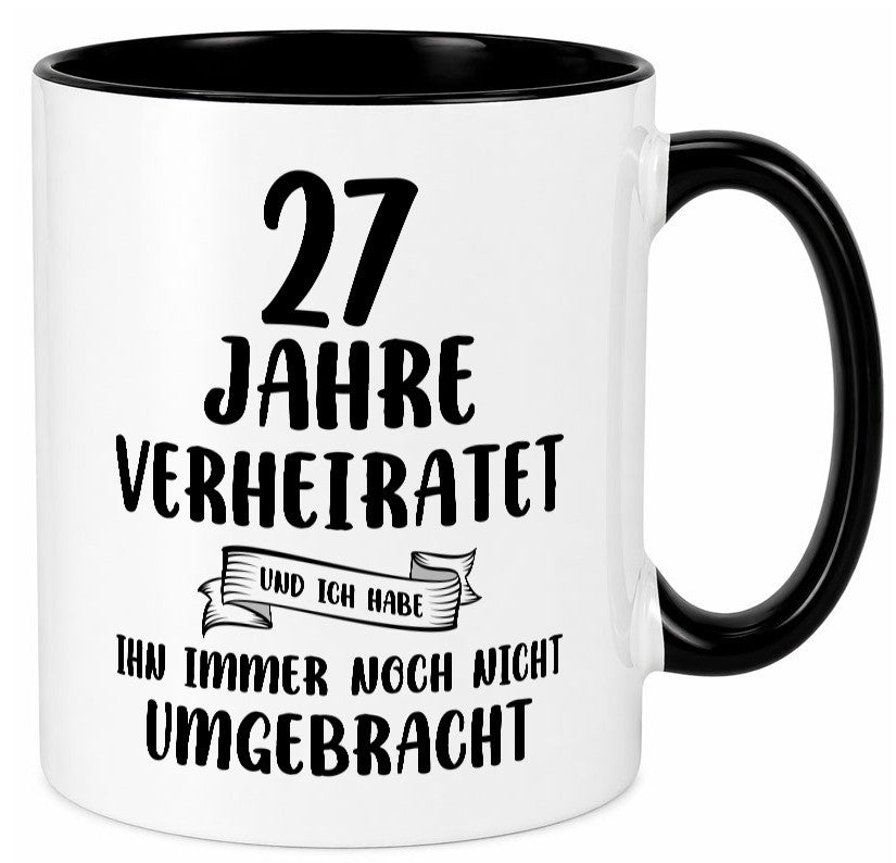 27 Jahre Verheiratet, immer noch am Leben! Geschenkidee Humor Tasse