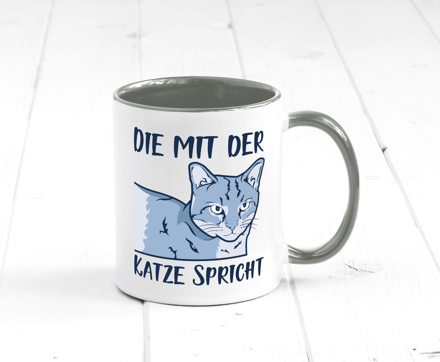 Die mit der Katze spricht | Humor Tierliebhaber Geschenkidee Tasse