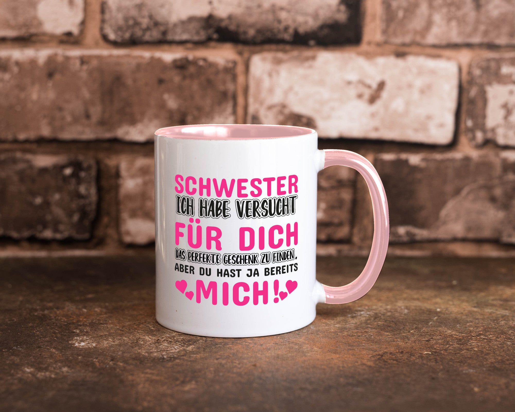 Schwester Tasse | lustiger Spruch Geschwisterliebe v2 Humor Geschenkidee