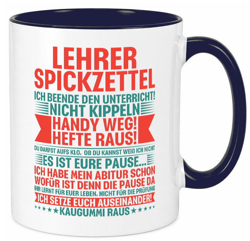 Lehrer Spickzettel | Beruf Tasse lustiger Spruch vl4 lustig Arbeit Kollegen