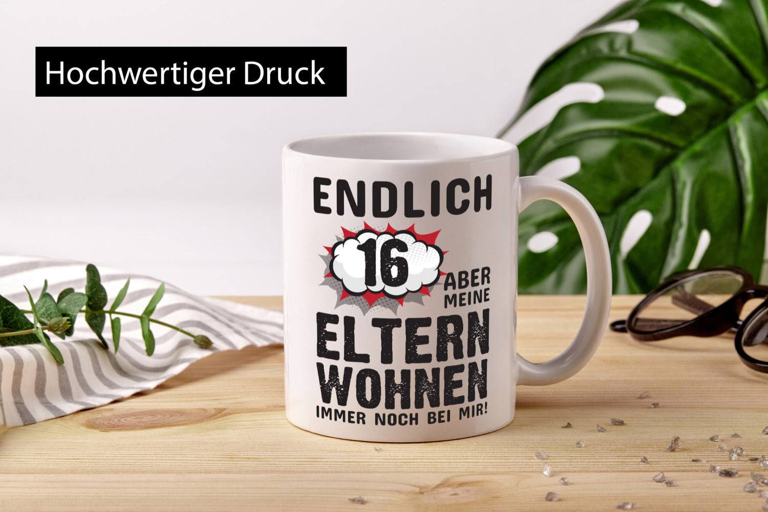 Endlich 16 | Geburtstag Tasse lustiges Statement lustiger Spruch Geschenk
