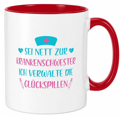 Krankenschwester verwaltet Glückspille | Herzschlag |Spritze lustig Humor Tasse